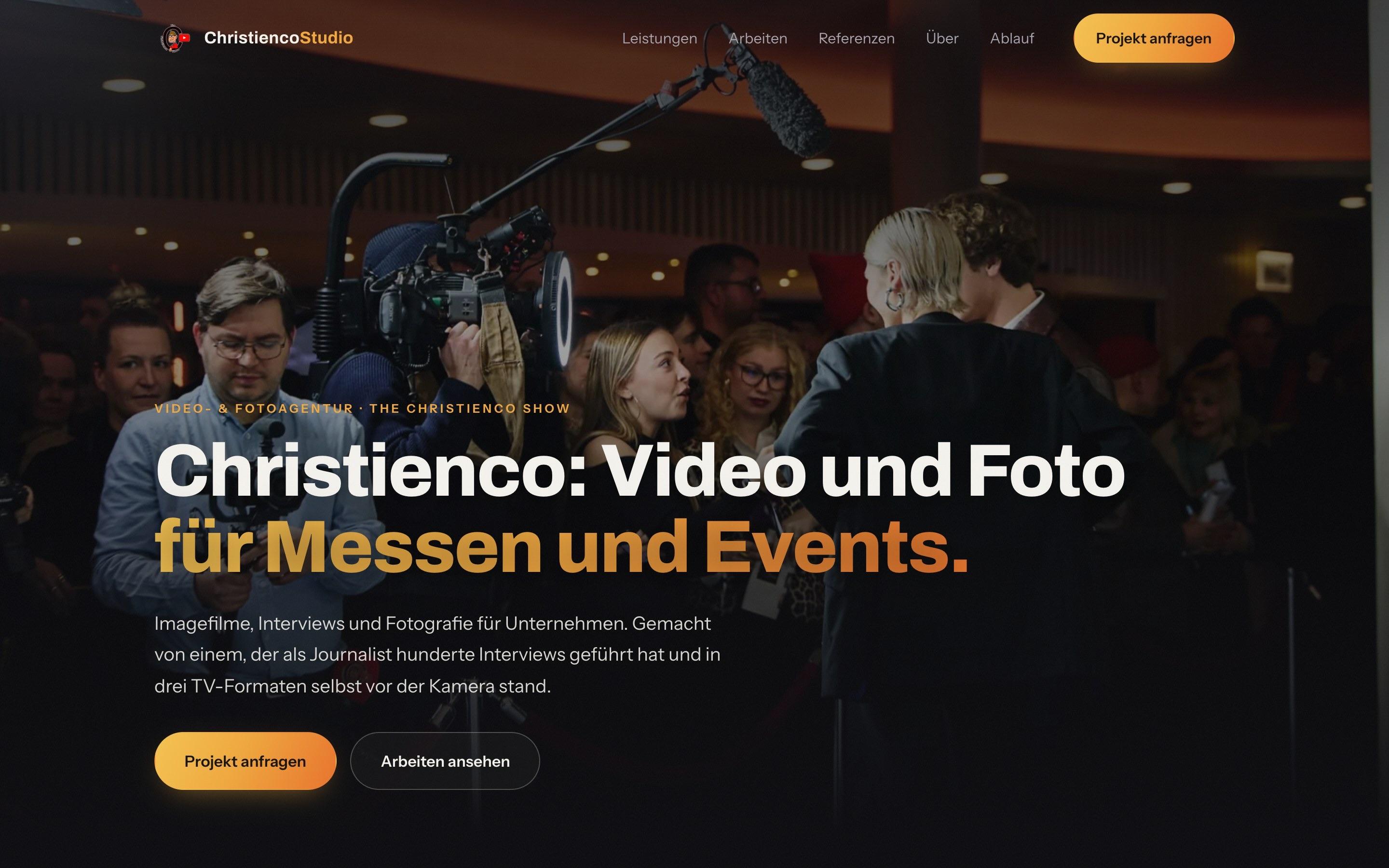 Startseite der Website von Christienco Studio, gebaut von D&N Marketing